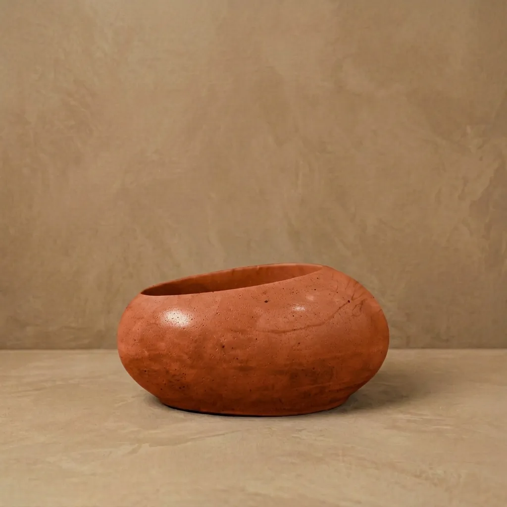 [REC-Olute-Tera] The Olute-  6.0"x4.0"x3.0" I Pebble planter I Terracotta red I Crafted minimalism I Environment friendly