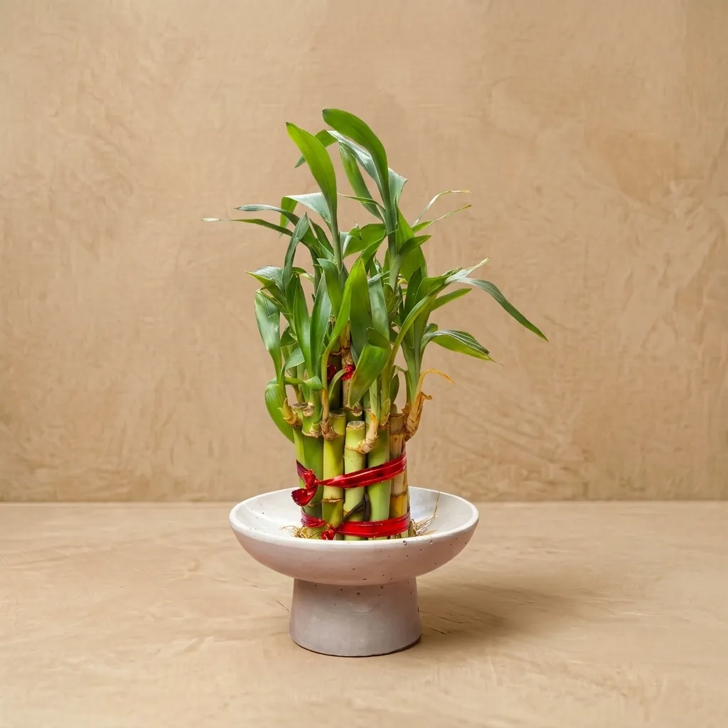 The Plinth L- 2 layer Lucky Bamboo Pedestal bowl | 4.75*2.75" | Grey | Glass and plastic alternative I Brazilian log.