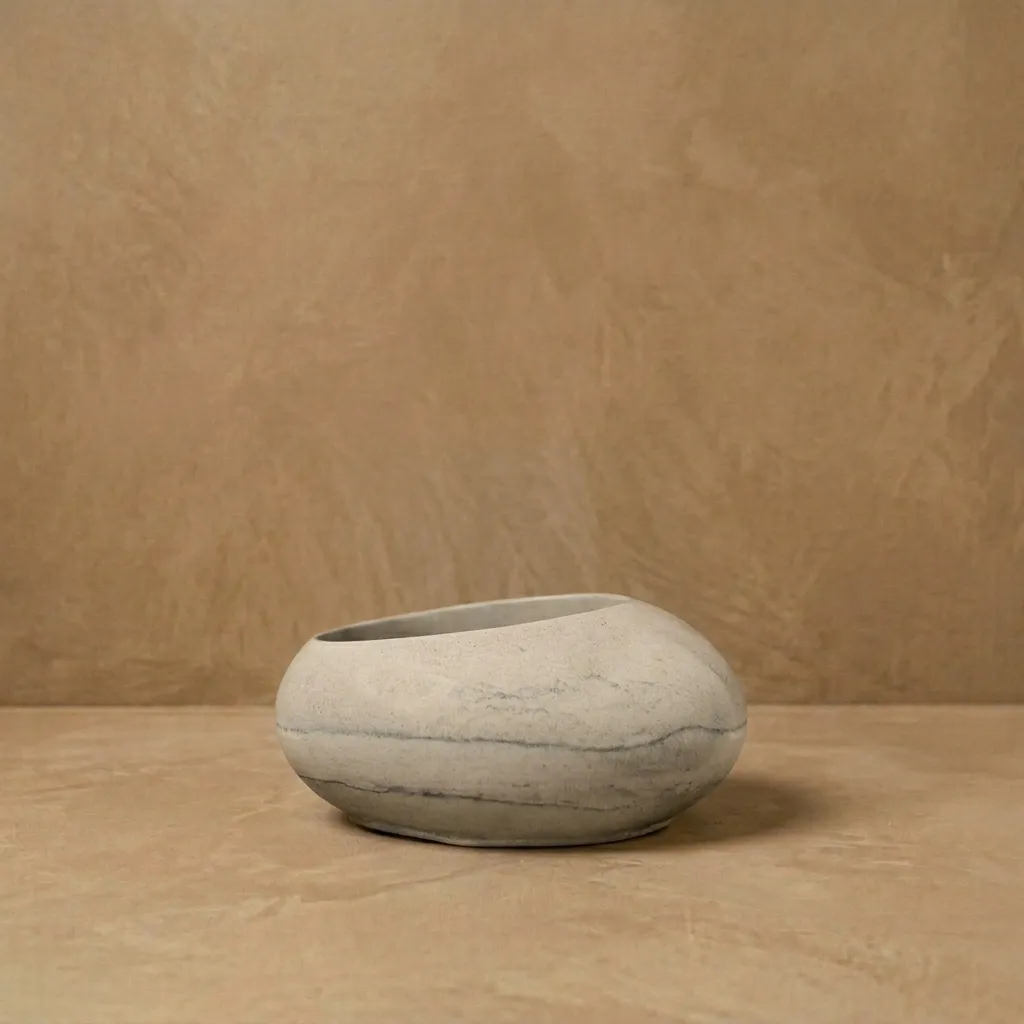 [REC-Olute-Grey] The Olute-  5.5"x4.0"x3.0" I Pebble planter I Natural Grey I Crafted minimalism I Environment freindly