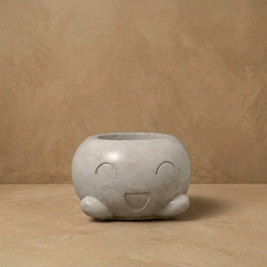 [REC-mousse-grey] The Mousse- 4"x 4"x 3" Handcrafted I Up-cycled concrete I Face planter I Stone Grey I Cute planter
