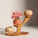 The Mousse- 4"x 4"x 3" Handcrafted I Up-cycled concrete I Face planter I Dual Tone Terracotta and grey I Cute planter I Pack Of 3