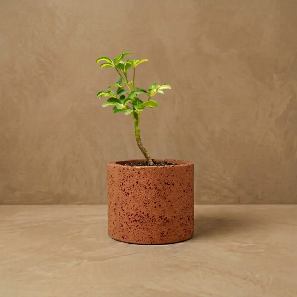 Cylo-4 | Cylindrical planter | 4"x4"| made from recycled concrete| handcrafted | Pack of 1 Terrazzo Terracotta Red.