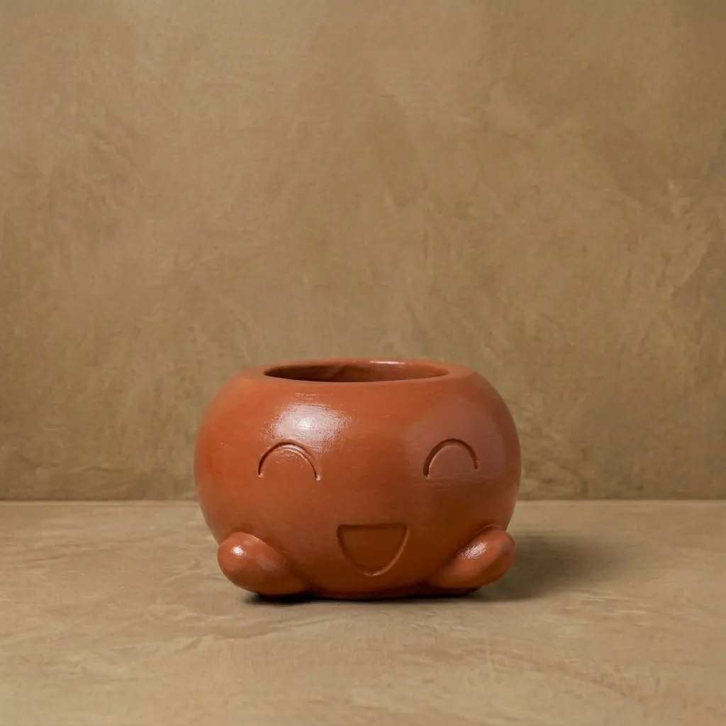 [REC-Mousse-Tera] The Mousse- 3.5x3.0" Handcrafted I Up-cycled concrete I Face planter I Terracotta red