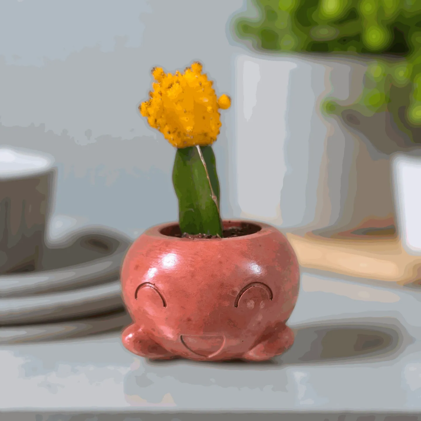 [REC-Mousse-Tera] The Mousse- 3.5x3.0" Handcrafted I Up-cycled concrete I Face planter I Terracotta red